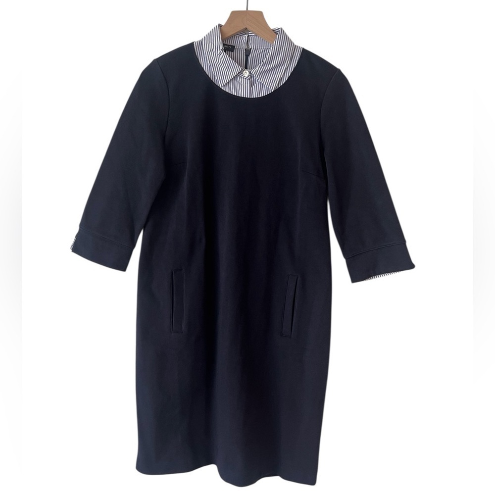 Talbots Petites 3/4 Sleeve Navy Collared Shift Dress Size PM - Picture 1 of 11